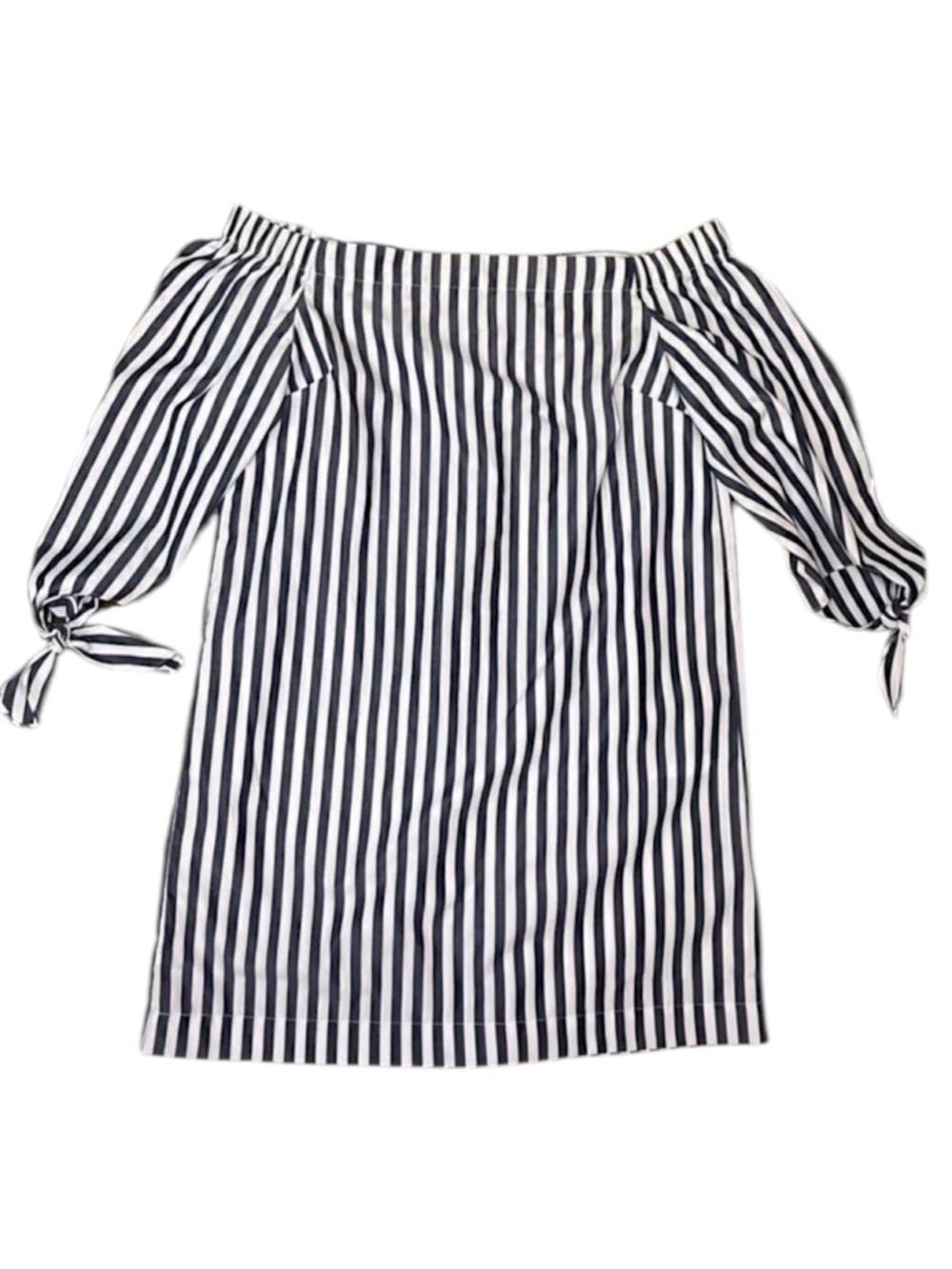 Boston Proper Womens XL Off The Shoulder Mini Dress Stripe Nautical Coastal NEW - Picture 5 of 14